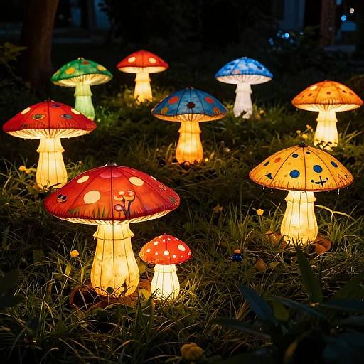 Enchanted Garden with Mushroom Lanterns