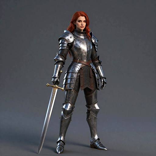 Red-Haired Armored Warrior Woman