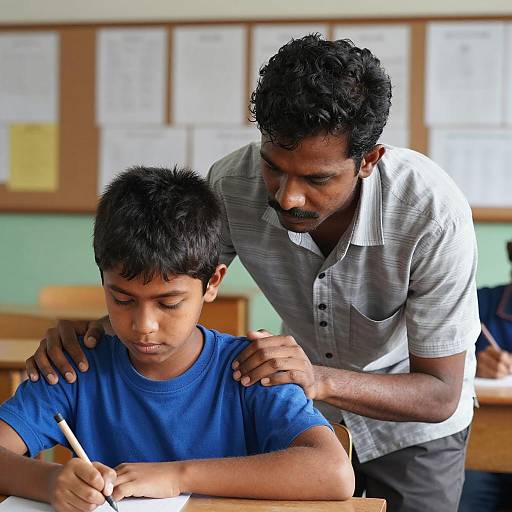Intense Classroom Interaction Between Man and Boy
