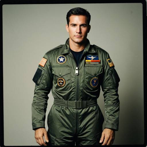 Man in Military Flight Suit with Badges