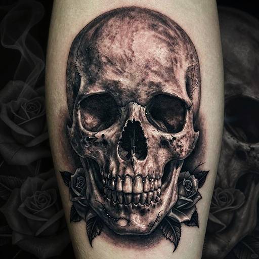 Realistic Gothic Skull Tattoo Design