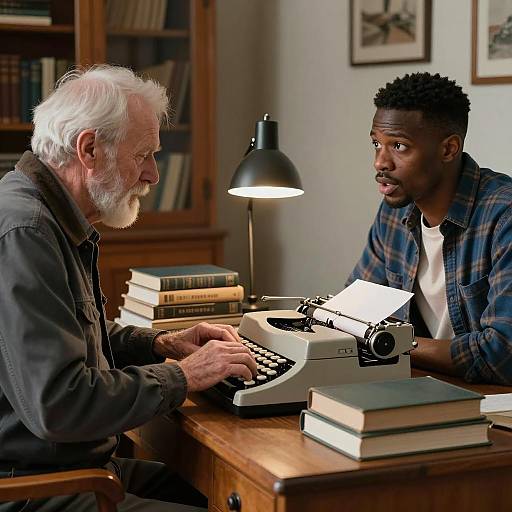 Dialogue Between Generations in Dim Room