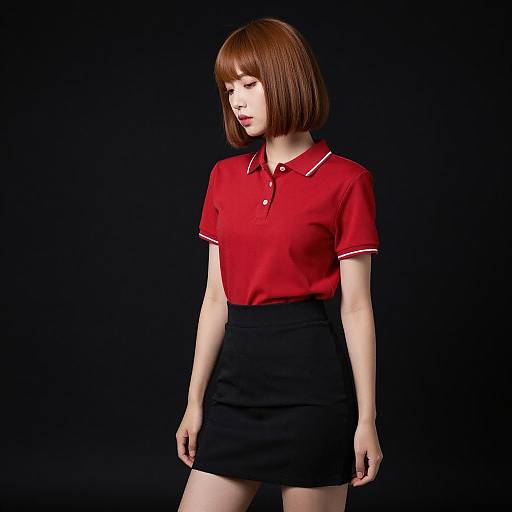 Portrait of Young Woman in Red Polo