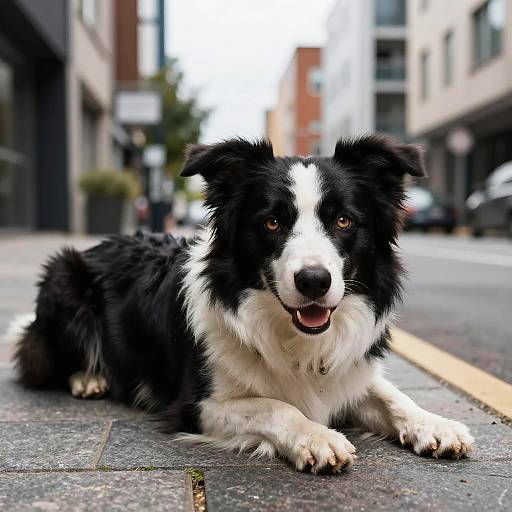 Playful Border Collie in Urban Setting