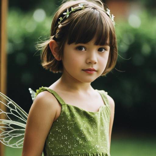 Young Girl in Tinkerbell Dress with Fairy Wings
