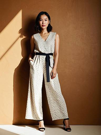 Elegant Asian Woman in Fashion Jumpsuit