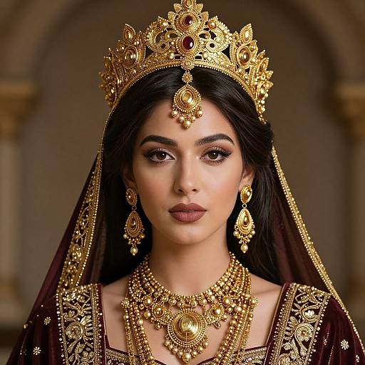 Regal Woman with Gold Jewelry