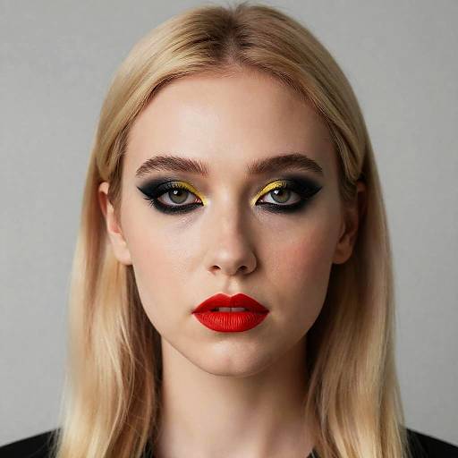 Serious Woman Portrait with Bold Makeup
