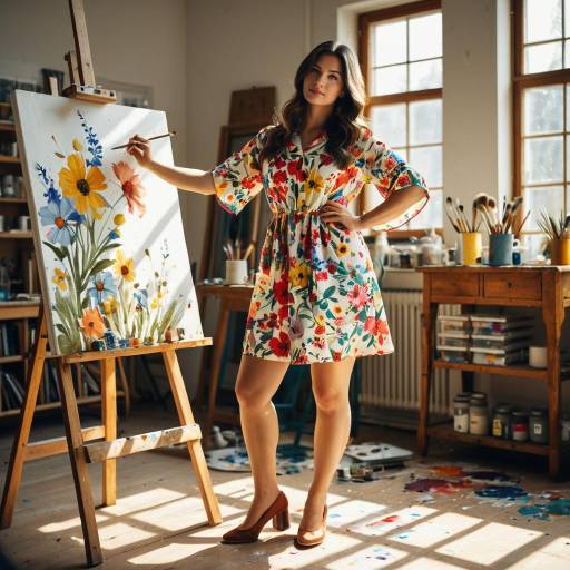 Confident Painter in Retro Art Studio