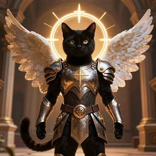 Angelic Black Cat Warrior in Arena