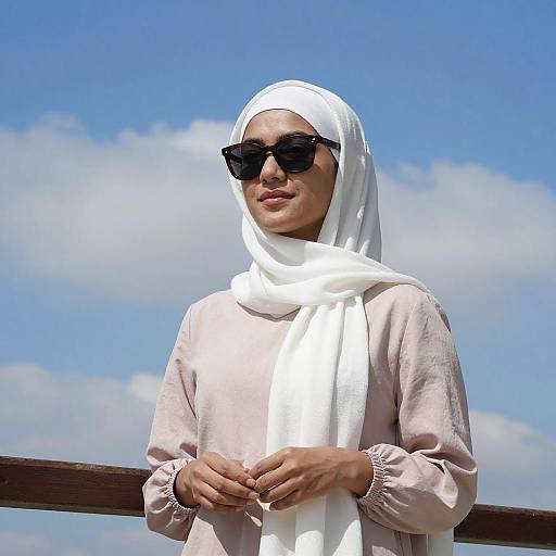 Woman in White Hijab Outdoors