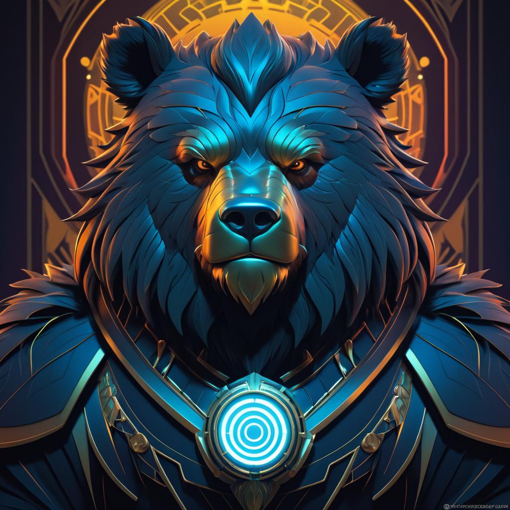 Elegant Retro Portrait of a Humanoid Bear