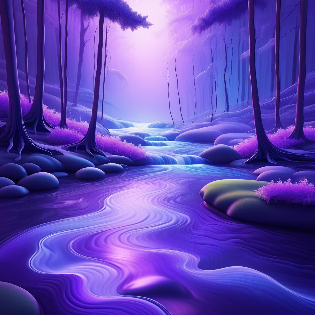 Surreal Serenity: River in a Tranquil Forest