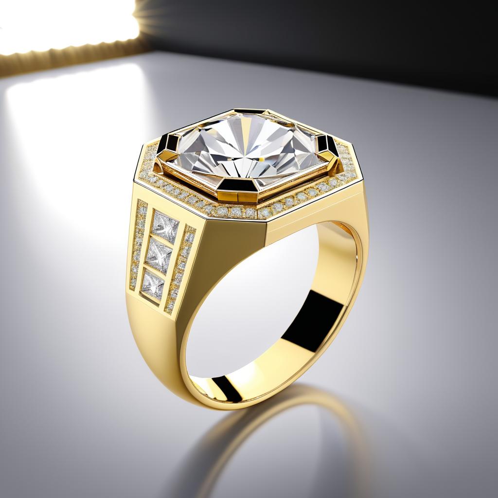 Cinematic Retro Gold Engagement Ring Design