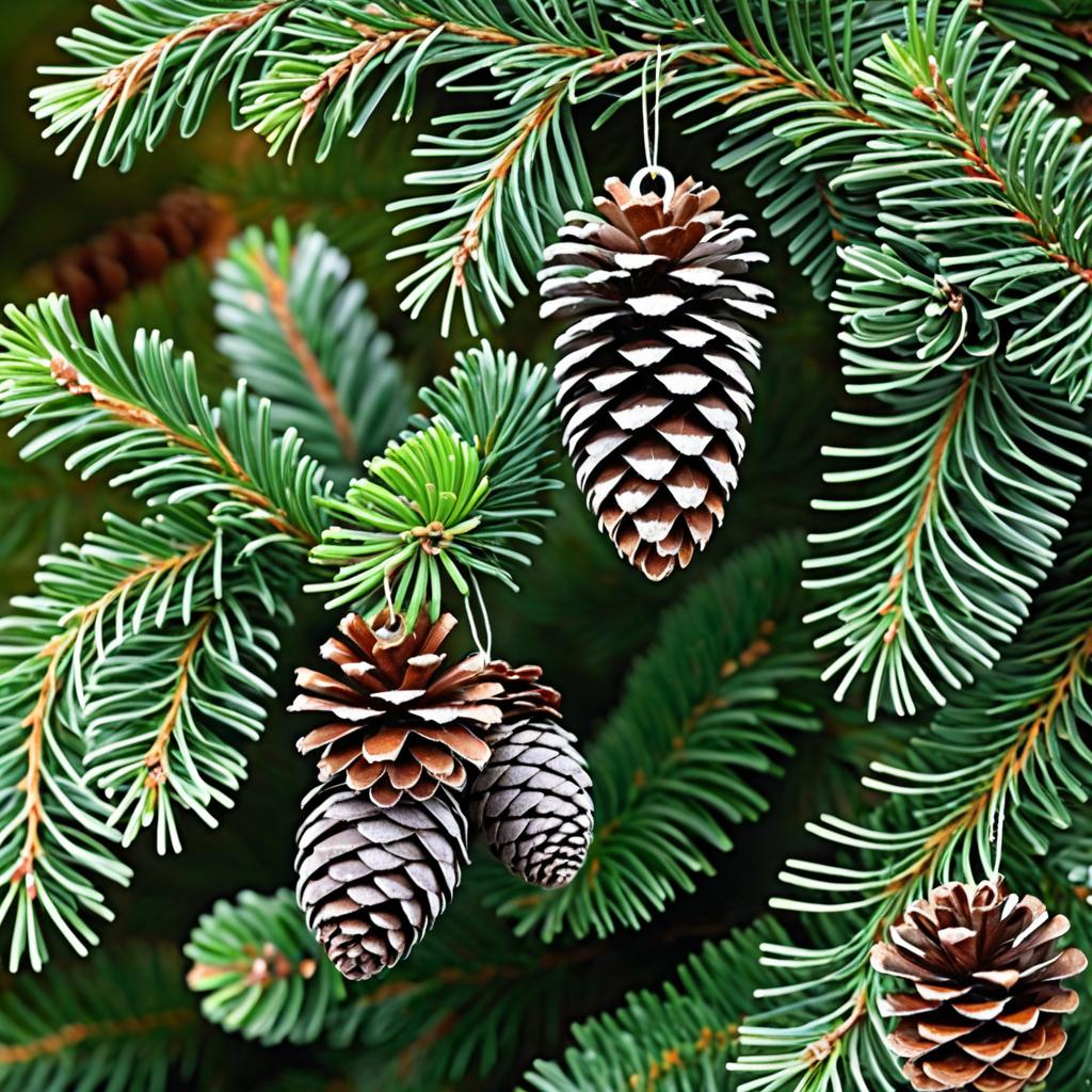 Christmas Pinecones on a Fir Branch