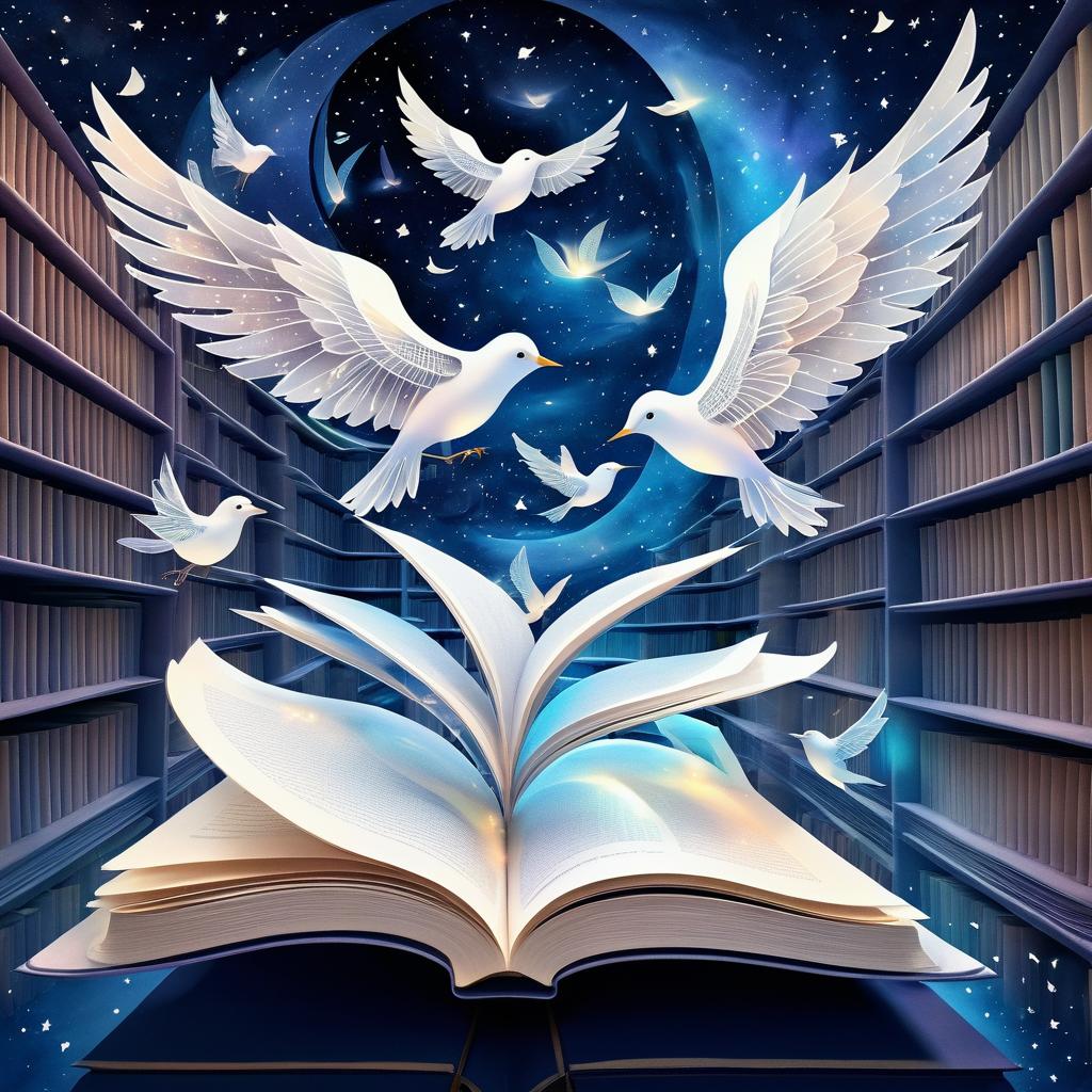 Surreal Library: Books with Wings