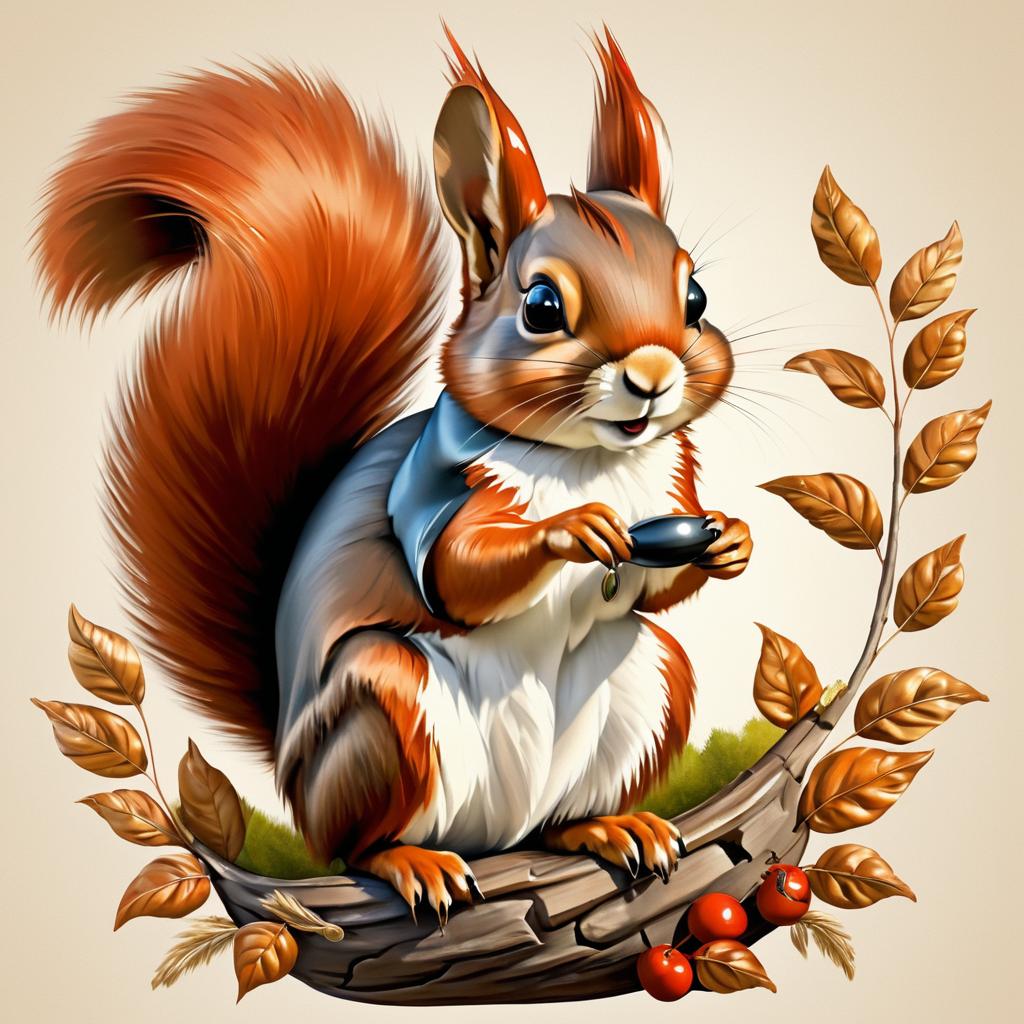 Whimsical Portrait of a Spirited Squirrel