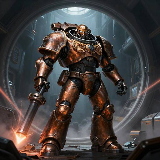Oxidized Cogwork Space Marine in Shaft