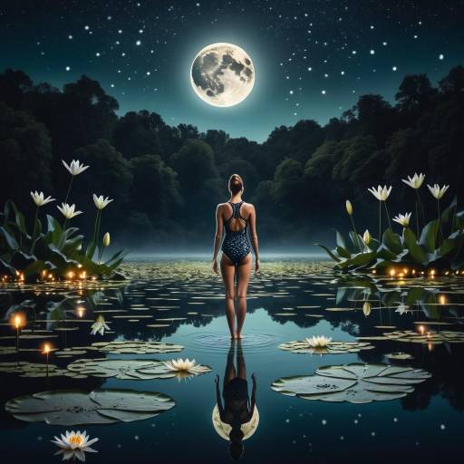 Majestic Swimmer in a Moonlit Lake Majestic Swimmer in a Moonlit Lake