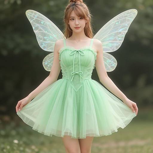 Woman in Tinkerbell Green Dress