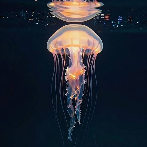 Luminous Jellyfish in Starlit Ocean