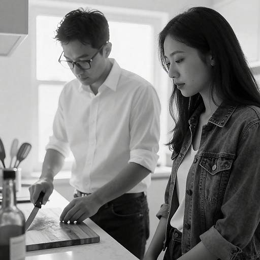 Black and White Couple in Kitchen