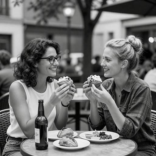 Candid Café Moments in Black-and-White