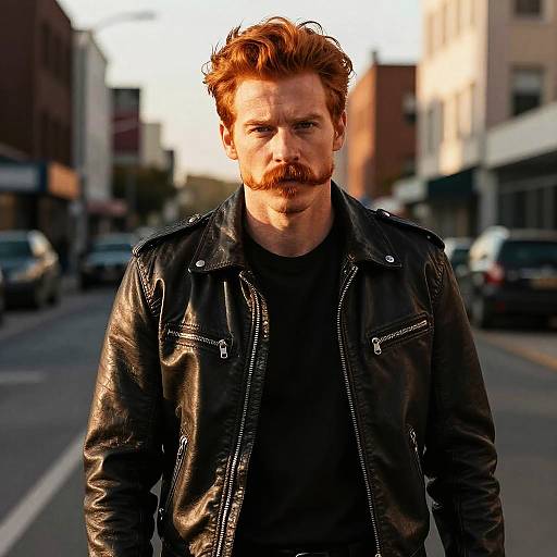 Edgy Redhead with Leather Jacket