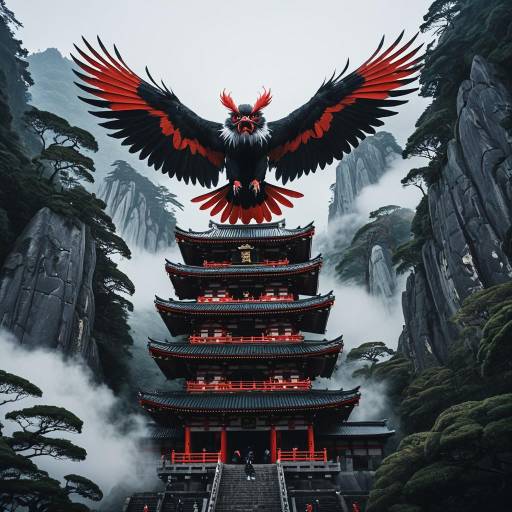 Mountain Tengu and Ancient Shrine