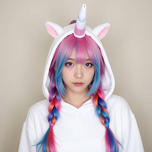 Realistic Rainbow Unicorn Costume Portrait