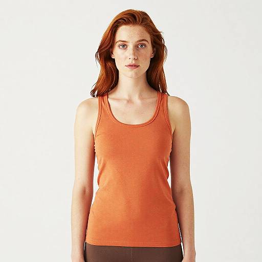 Woman in Orange and Brown Tank Tops