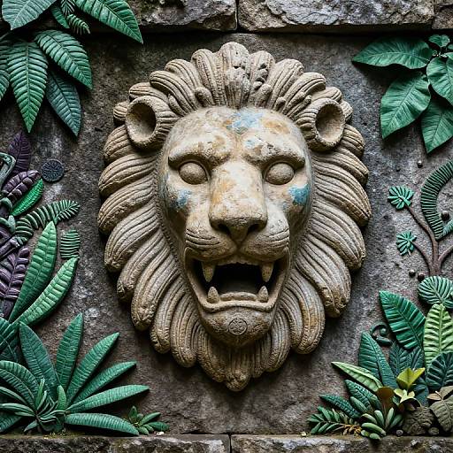 Lion Head Stone Mask in Jungle Temple