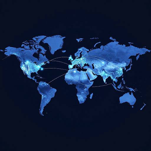 Glowing Blue Global Connectivity Map