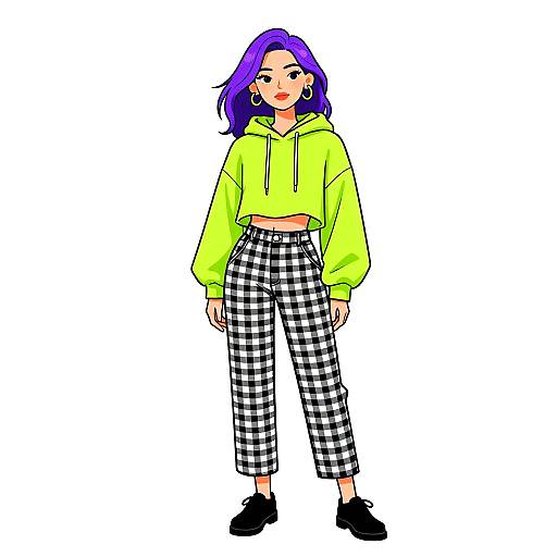 Stylish Woman in Neon Green Hoodie