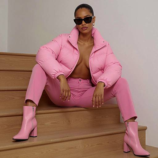 Fashionable Woman in Pink Outfit