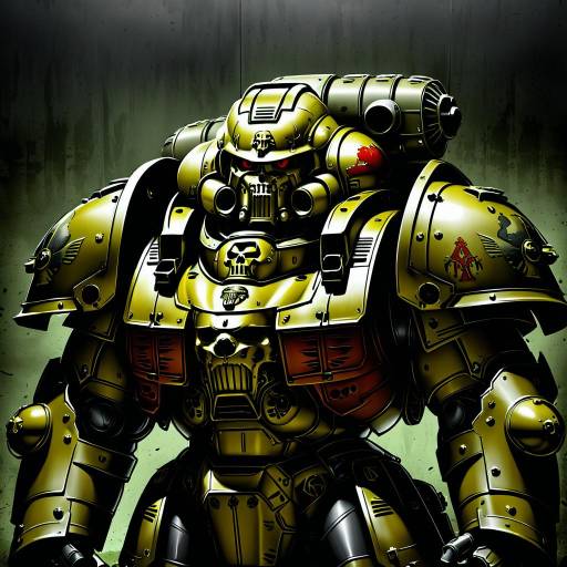 Illustration of Adeptus astartes, warhammer 40k in the style of Bukimi isan