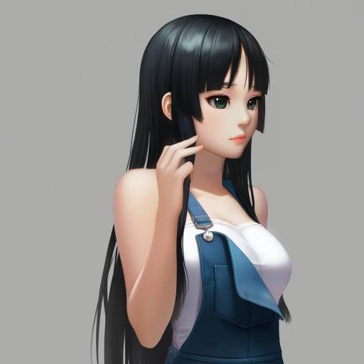 Thoughtful Akiyama Mio in Denim Elegance