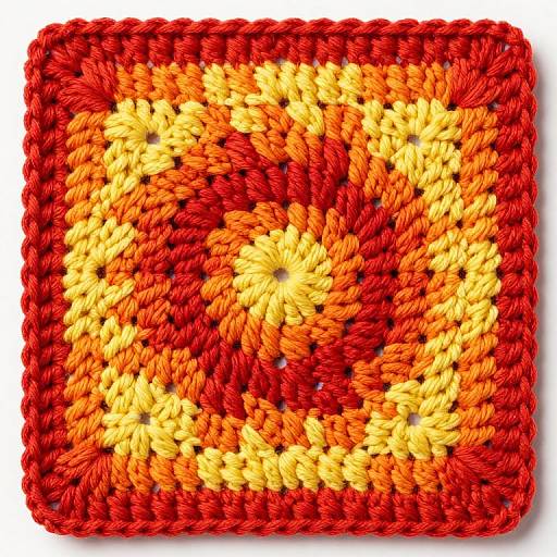 Fiery Gradient Granny Square Crochet
