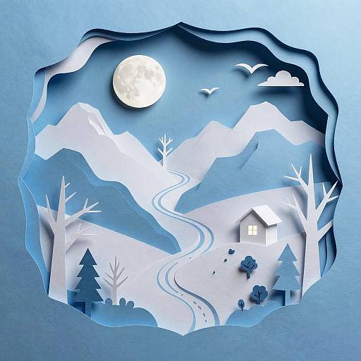 Surreal Mountain Paper Cut Art