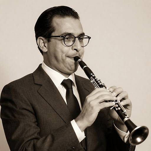 Sepia Tone Man Playing Clarinet