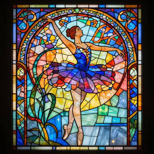Space Ballerina in Stained Glass Style