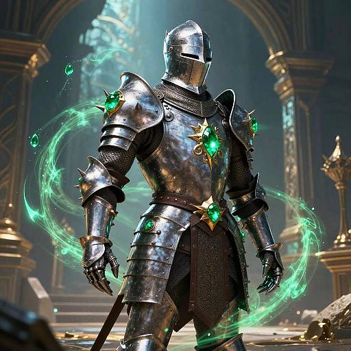 Epic Fantasy Knight in Glowing Armor