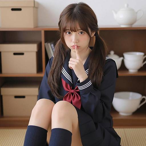 Asian Girl in School Uniform Portrait