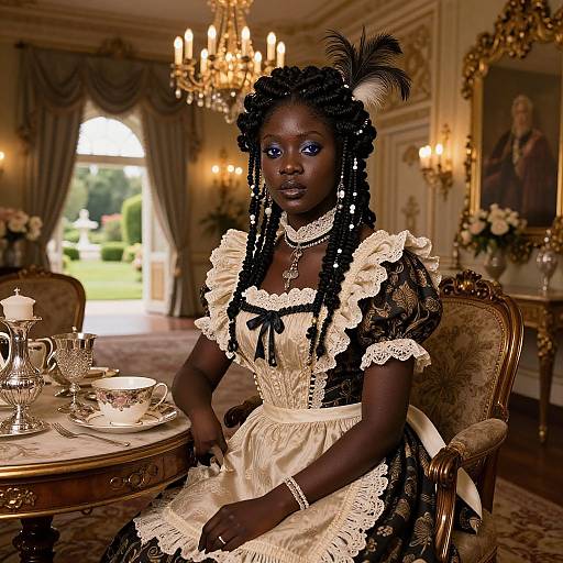 Victorian Elegance: Radiant African Maid
