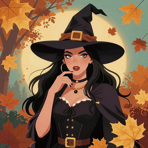 Enchanting Witch in Autumn Wonderland
