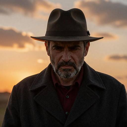 Middle-Aged Man in Dramatic Sunset