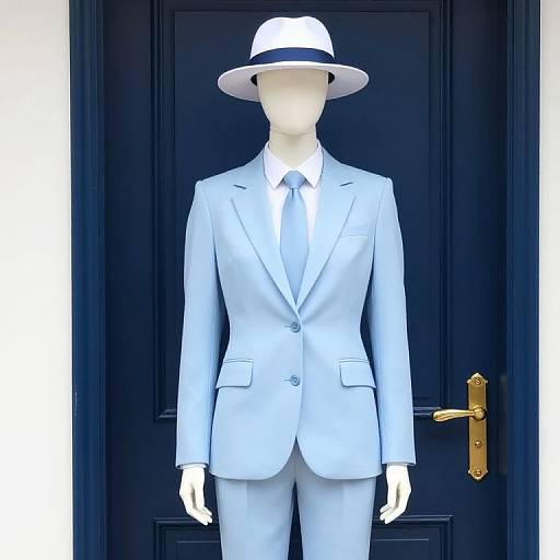 Mannequin in Blue Suit by Door