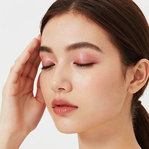 Calm Woman with Shimmery Makeup