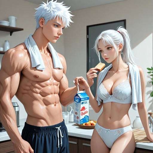 Towel-clad Characters with Food Items
