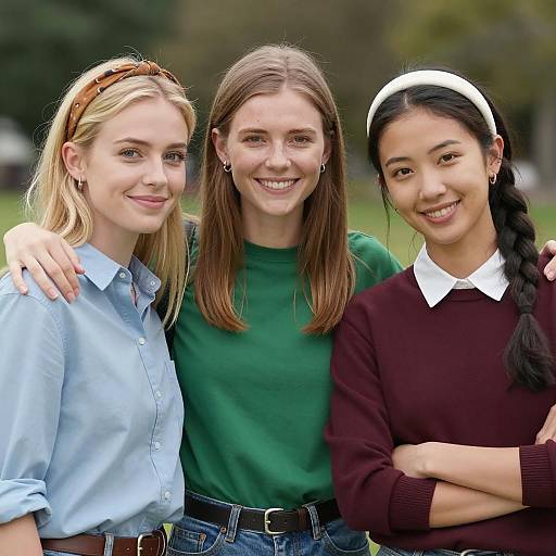 Three Women Smiling Outdoors